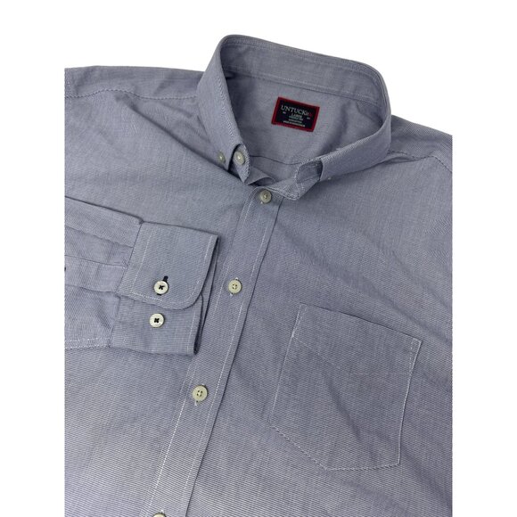 UNTUCKit Button Down Dress Shirt Large Men's Long Sleeve Blue - Picture 1 of 5